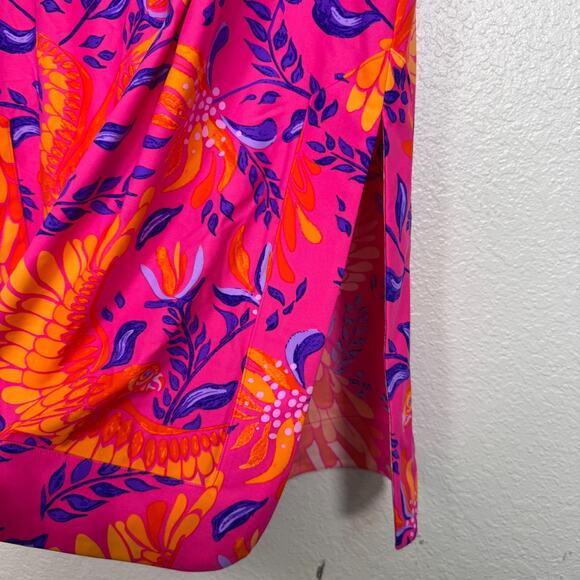 Jude Connally Dress Womens Small Floral Bird Print Midi Jude Cloth Resort Artsy - Picture 6 of 11